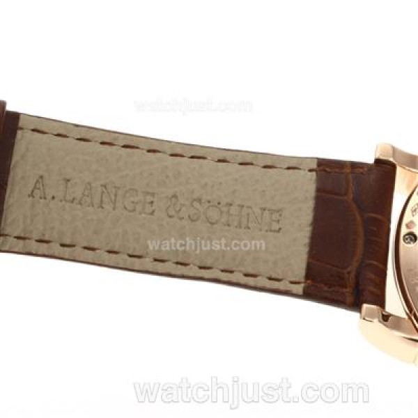 A.Lange & Sohne Lange 1 Automatic Rose Gold Case with White Dial-Leather Strap