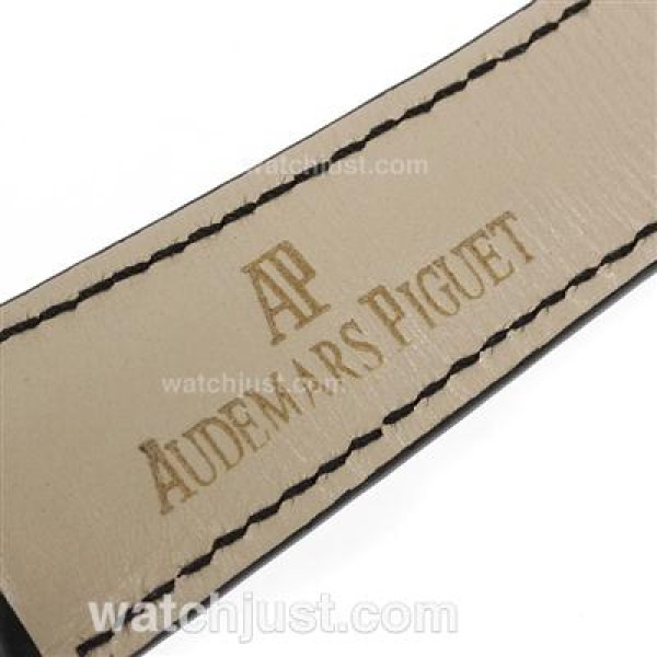 UK Top Quality Replica Audemars Piguet Royal Oak Working Tourbillon Manual Winding Rose Gold Case with Black Dial-Leather Strap
