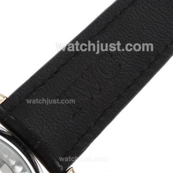 IWC Portuguese Automatic Rose Gold Case Number Markers with Black Dial-Leather Strap