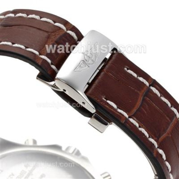 Breitling for Bentley Big Date 6.75 Chronograph Swiss Valjoux 7750 Movement with White Dial-Leather Strap