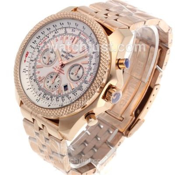Breitling for Bentley Chronograph Swiss Valjoux 7750 Movement Full Rose Gold with White Dial