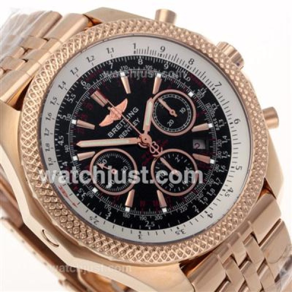 Breitling for Bentley Chronograph Swiss Valjoux 7750 Movement Full Rose Gold with Black Dial