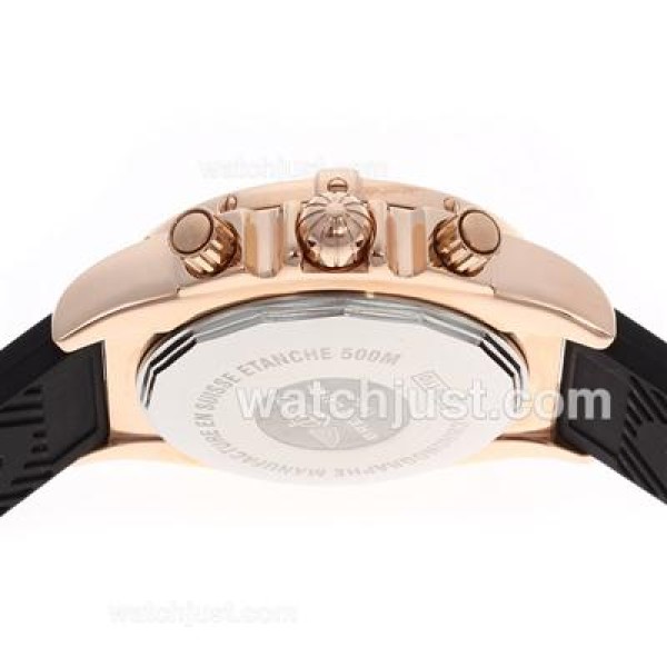 Breitling Chronomat B01 Working Chronograph Rose Gold Case with White Dial-Rubber Strap