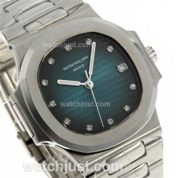 Patek Philippe Nautilus Swiss ETA 2836 Movement Diamond Markers with Green Dial S/S