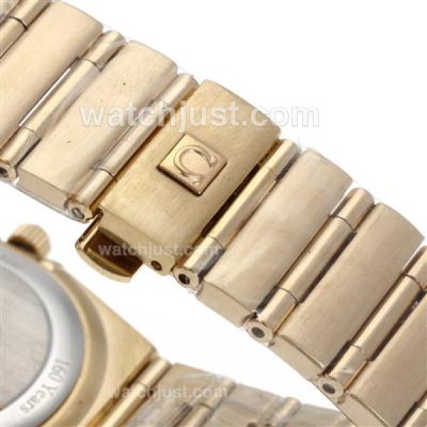 Omega Constellation Swiss ETA Movement Full Gold Diamond Bezel and Markers with Golden Dial