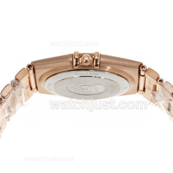 Omega Constellation Swiss ETA Movement Full Rose Gold Diamond Markers with MOP Dial