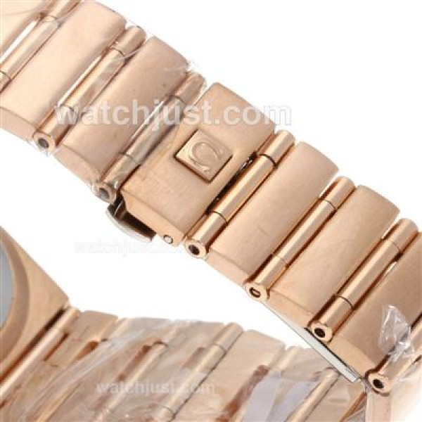 Omega Constellation Swiss ETA Movement Full Rose Gold Diamond Bezel and Markers with White Dial