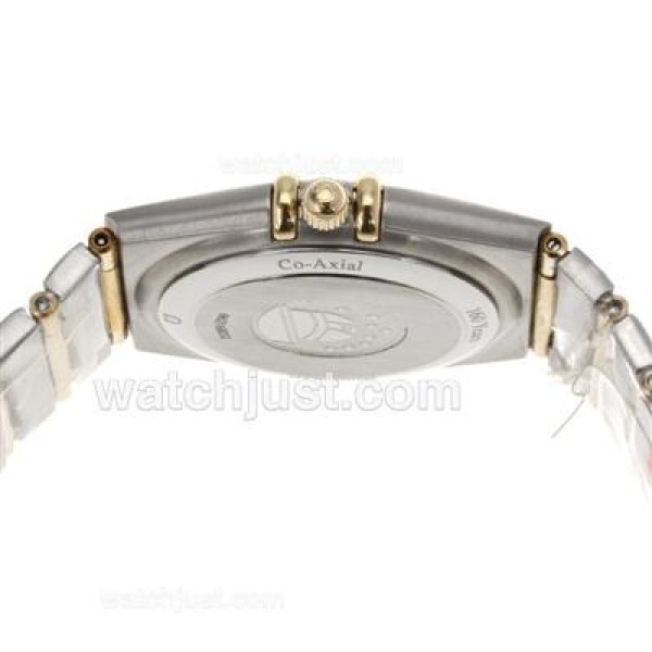 Omega Constellation Swiss ETA Movement Two Tone Diamond Bezel and Markers with Black Dial