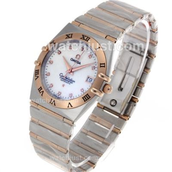 Omega Constellation Swiss ETA Movement Two Tone Diamond Markers with White Dial