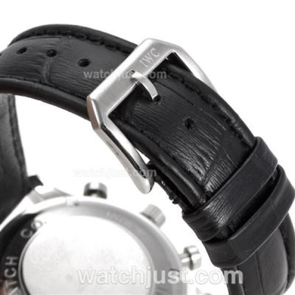 IWC Portuguese Working Chronograph Number Markers with Black Dial-Leather Strap