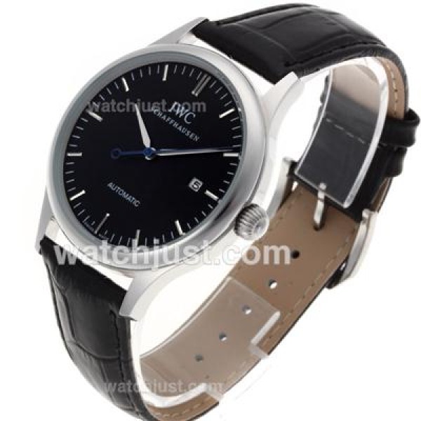 IWC Classic Automatic Stick Markers with Black Dial-Leather Strap