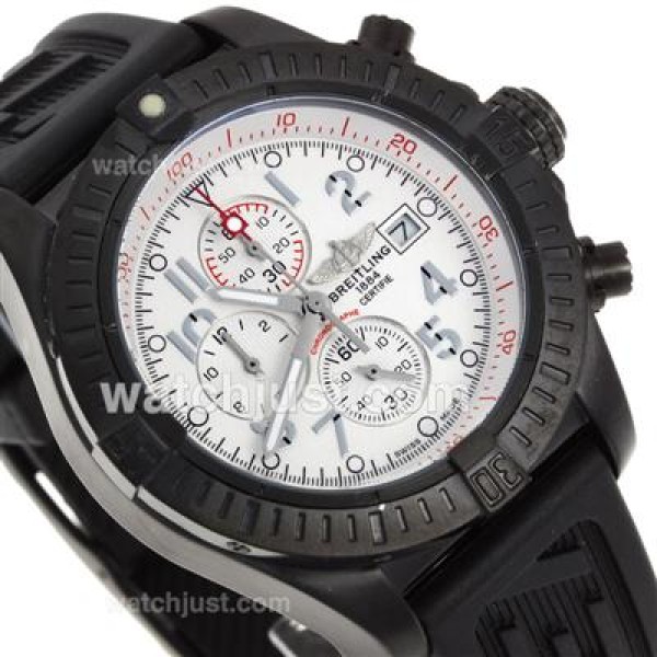 Breitling Super Avenger Working Chronograph PVD Case with White Dial-Rubber Strap