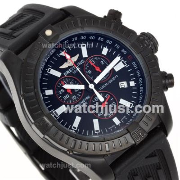 Breitling Colt Working Chronograph PVD Case with Black Dial-Rubber Strap