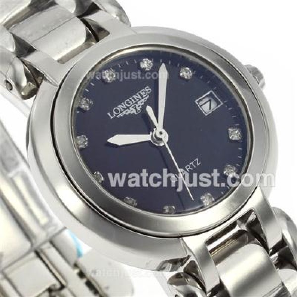 Longines PrimaLuna Diamond Markers with Black Dial S/S-Lady Size