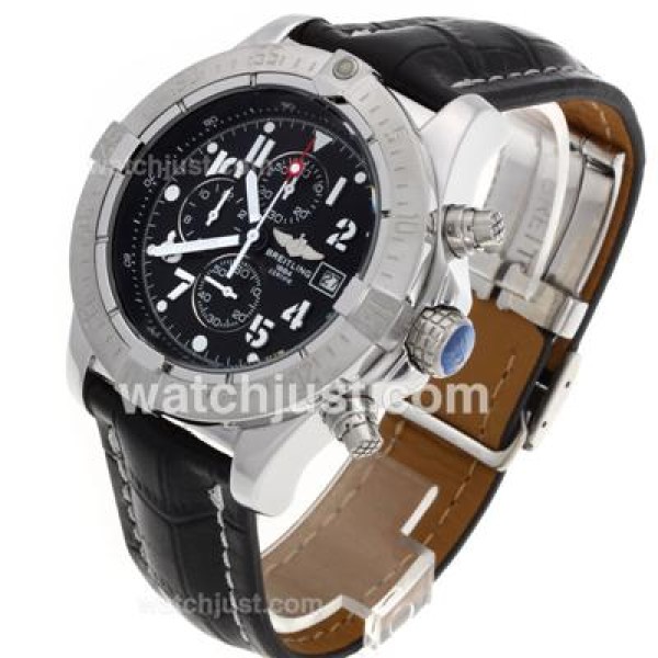 Breitling Skyland Avenger Working Chronograph with Black Dial-Leather Strap--49mm Version