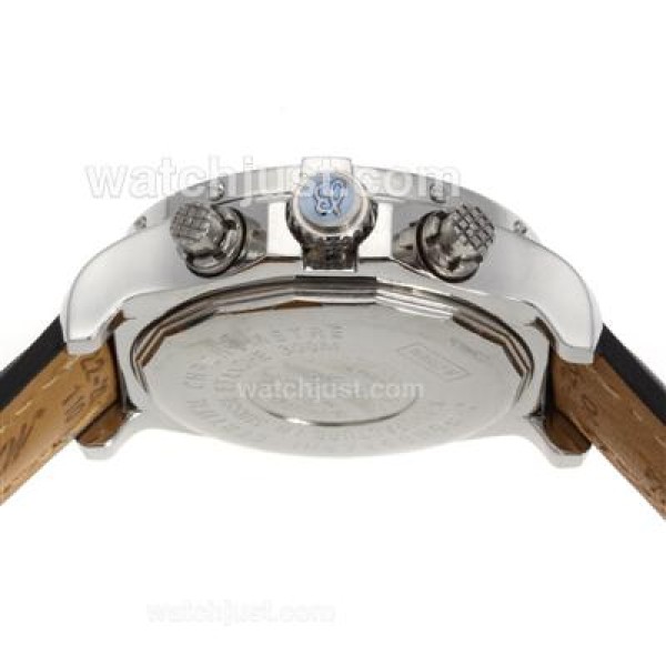 Breitling Skyland Avenger Working Chronograph with Black Dial-Leather Strap--49mm Version