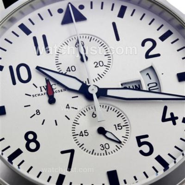 IWC Pilot Working Chronograph with White Dial-Leather Strap