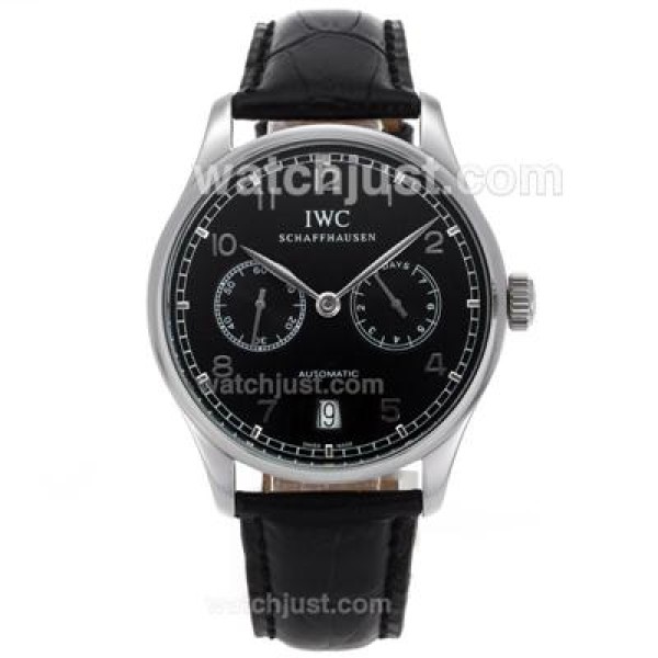 IWC Portuguese Working Power Reserve Automatic with Black Dial-Leather Strap