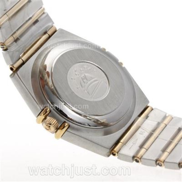 Omega Constellation Swiss ETA 2824 Movement Two Tone Diamond Bezel with Golden Dial-14K Wrapped Gold