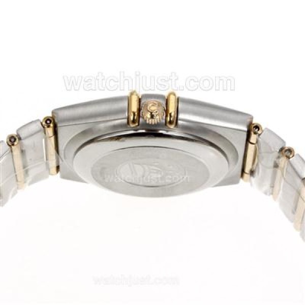 Omega Constellation Swiss ETA 2824 Movement Two Tone Diamond Markers and Bezel with Golden Dial-14K Wrapped Gold