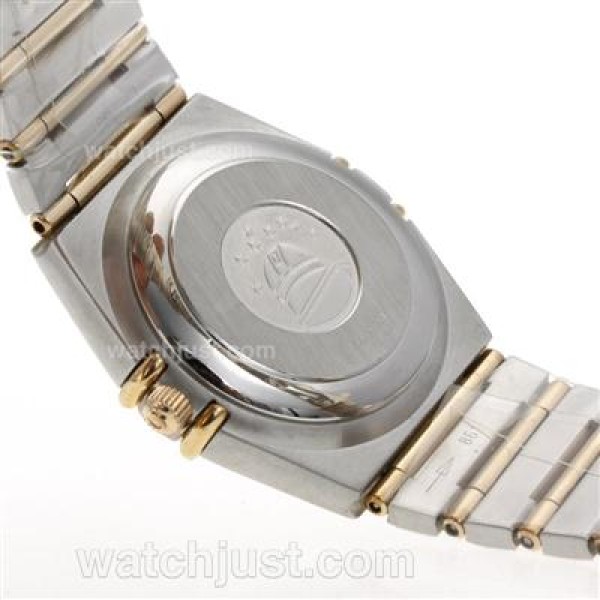 Omega Constellation Swiss ETA 2824 Movement Two Tone Diamond Markers and Bezel with Golden Dial-14K Wrapped Gold