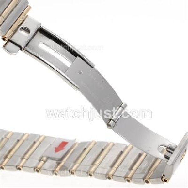 Omega Constellation Swiss ETA 2824 Movement Two Tone Diamond Markers and Bezel with Golden Dial-14K Wrapped Gold
