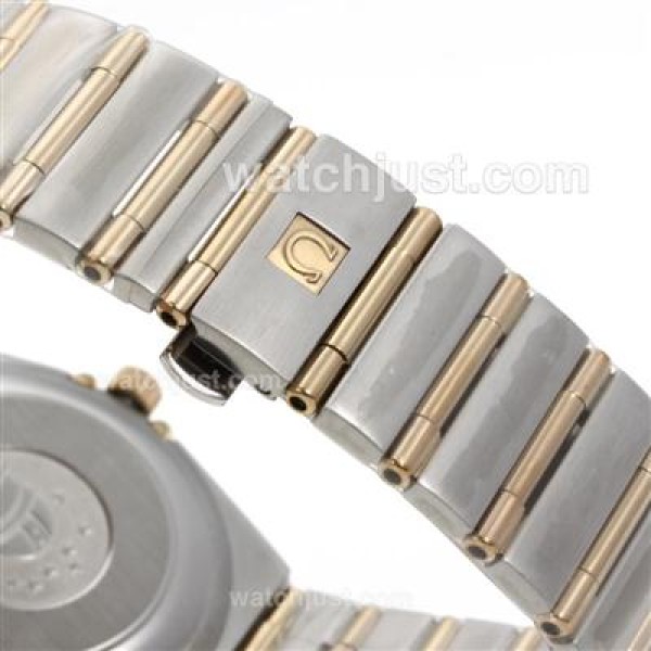 Omega Constellation Swiss ETA 2824 Movement Two Tone Diamond Markers and Bezel with Golden Dial-14K Wrapped Gold