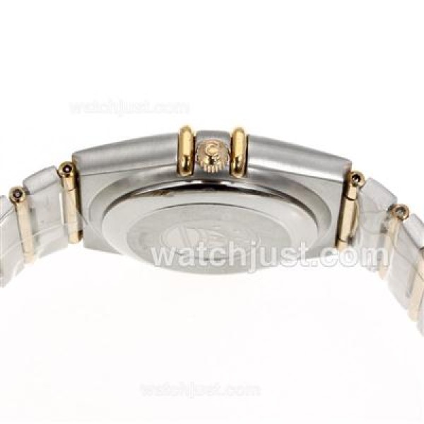 Omega Constellation Swiss ETA 2824 Movement Two Tone Diamond Bezel with White Dial-14K Wrapped Gold