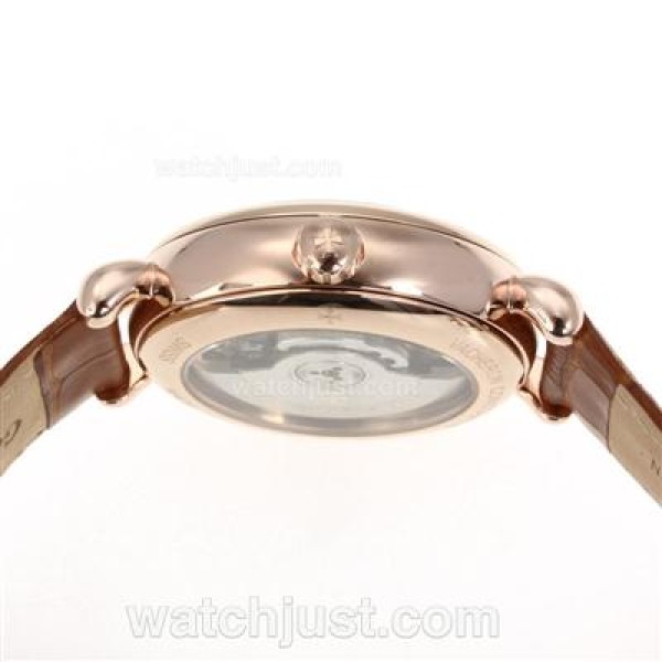 Vacheron Constantin Malte Tourbillon Automatic Rose Gold Case with Beige Dial-Leather Strap