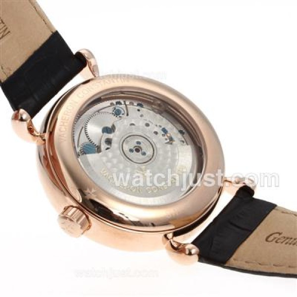 Vacheron Constantin Malte Tourbillon Automatic Rose Gold Case with Black Dial-Leather Strap