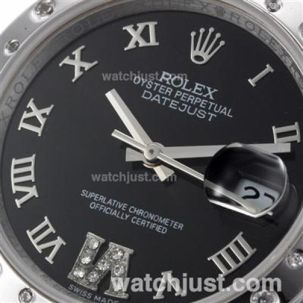 Rolex Datejust Automatic Roman Markers with Black Dial S/S-Sapphire Glass