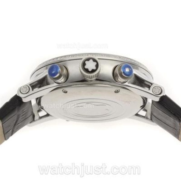 Montblanc Time Walker Working Chronograph Diamond Bezel with White Dial-Leather Strap