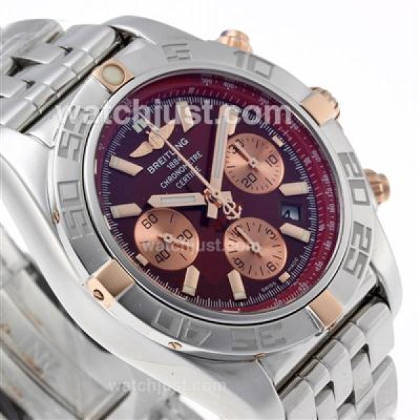 Breitling Chronomat B01 Chronograph Swiss Valjoux 7750 Movement Two Tone Case with Red Dial