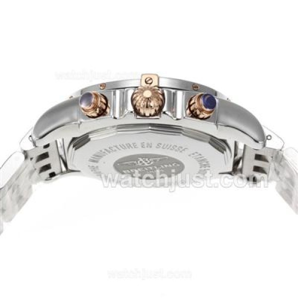Breitling Chronomat B01 Chronograph Swiss Valjoux 7750 Movement Two Tone Case with Blue Dial