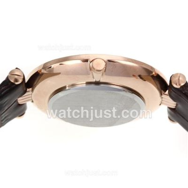 Chopard Happy Sport Rose Gold Case Diamond Bezel with MOP Dial-Leather Strap