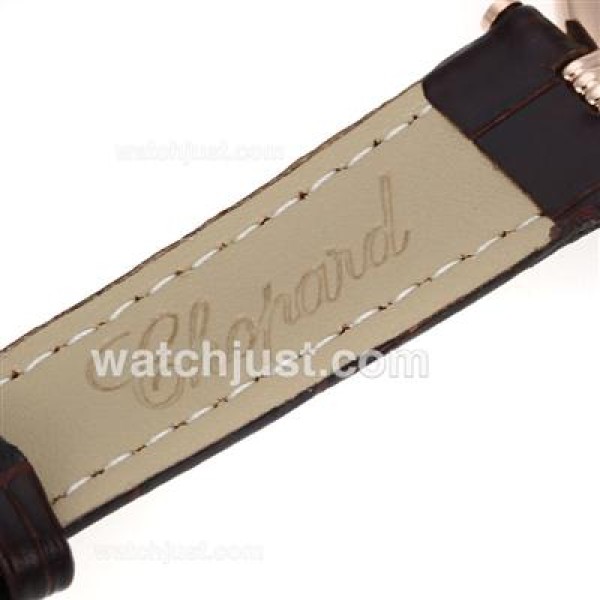 Chopard Happy Sport Rose Gold Case Diamond Bezel with MOP Dial-Leather Strap