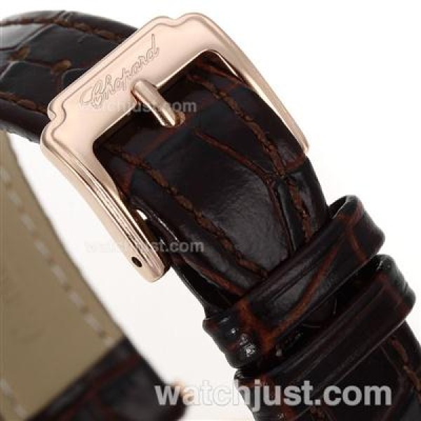 Chopard Happy Sport Rose Gold Case Diamond Bezel with MOP Dial-Leather Strap