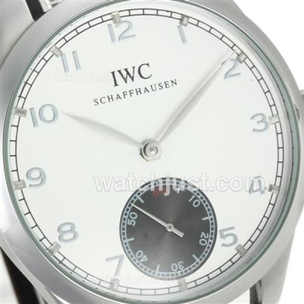 IWC Portuguese Manual Winding Number Markers with White Dial-Leather Strap