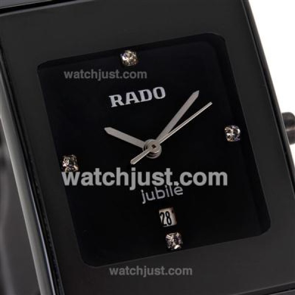 Rado DiaStar Full Black Authentic Ceramic Diamond Markers with Black Dial