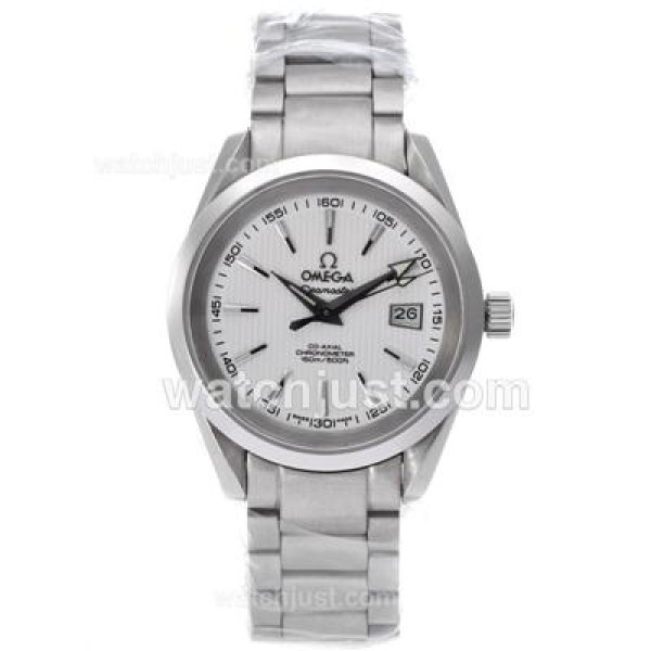 Omega Seamaster Swiss ETA 2836 Movement with White Dial S/S-18K Plated Gold Movement