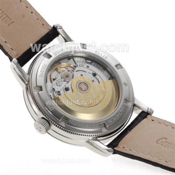 Vacheron Constantin Partrimony Swiss ETA 2836 Movement with Black Dial-Leather Strap