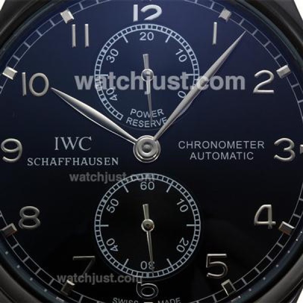 IWC Portuguese Working Power Reserve Automatic PVD Case with Black Dial-Leather Strap