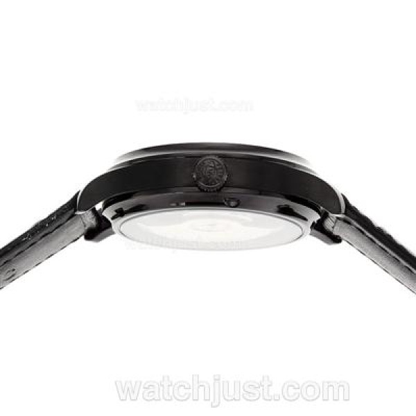 IWC Portuguese Working Power Reserve Automatic PVD Case with Black Dial-Leather Strap