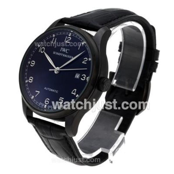 IWC Portuguese Automatic PVD Case with Black Dial-Leather Strap