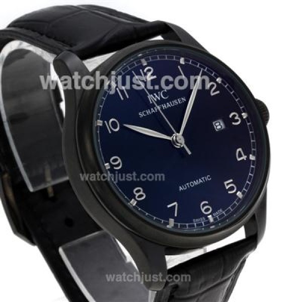 IWC Portuguese Automatic PVD Case with Black Dial-Leather Strap