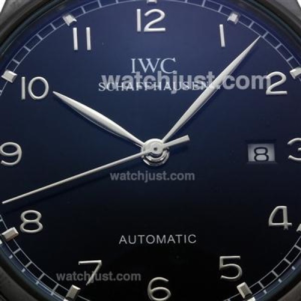 IWC Portuguese Automatic PVD Case with Black Dial-Leather Strap
