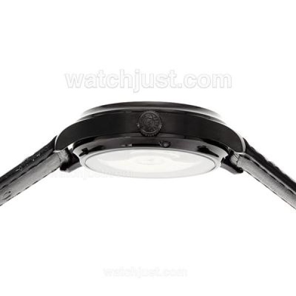 IWC Portuguese Automatic PVD Case with Black Dial-Leather Strap