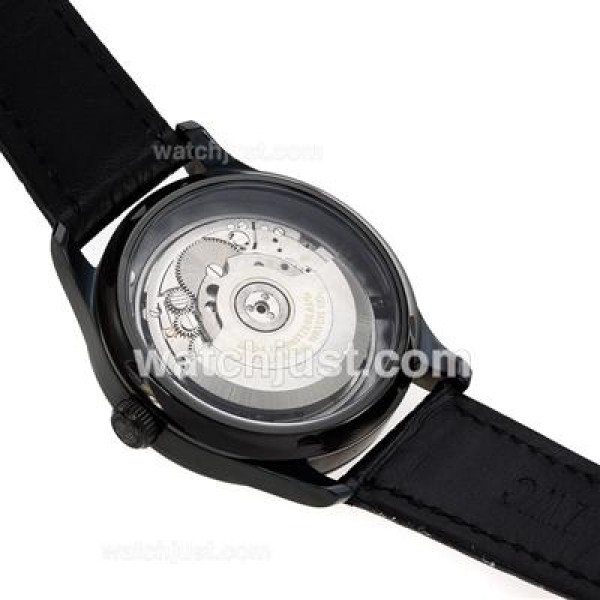 IWC Portuguese Automatic PVD Case with Black Dial-Leather Strap