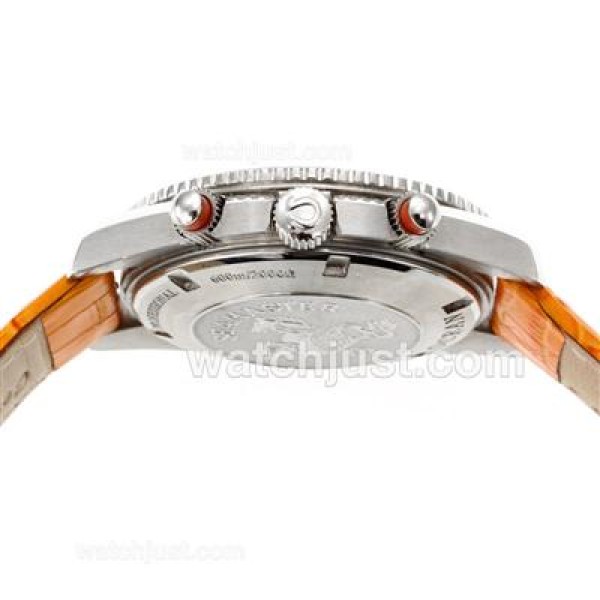 Omega Seamaster Planet Ocean Automatic with Orange Markers and Bezel-Leather Strap
