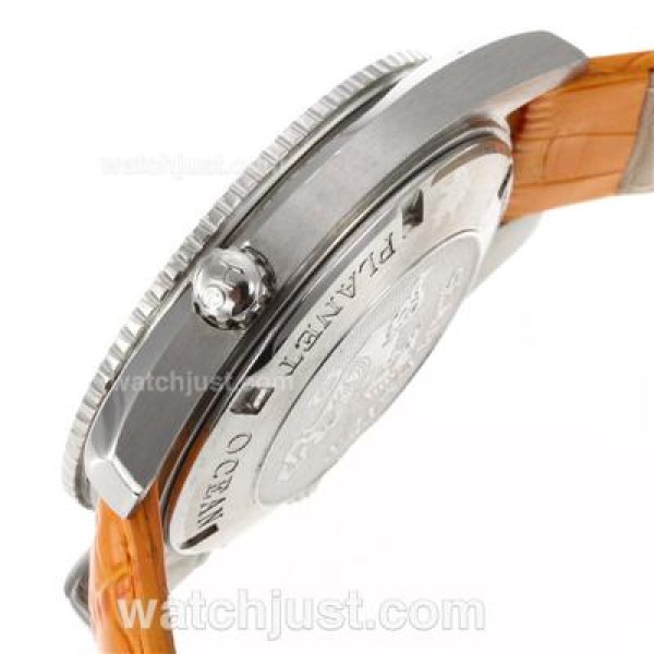 Omega Seamaster Planet Ocean Automatic with Orange Markers and Bezel-Leather Strap